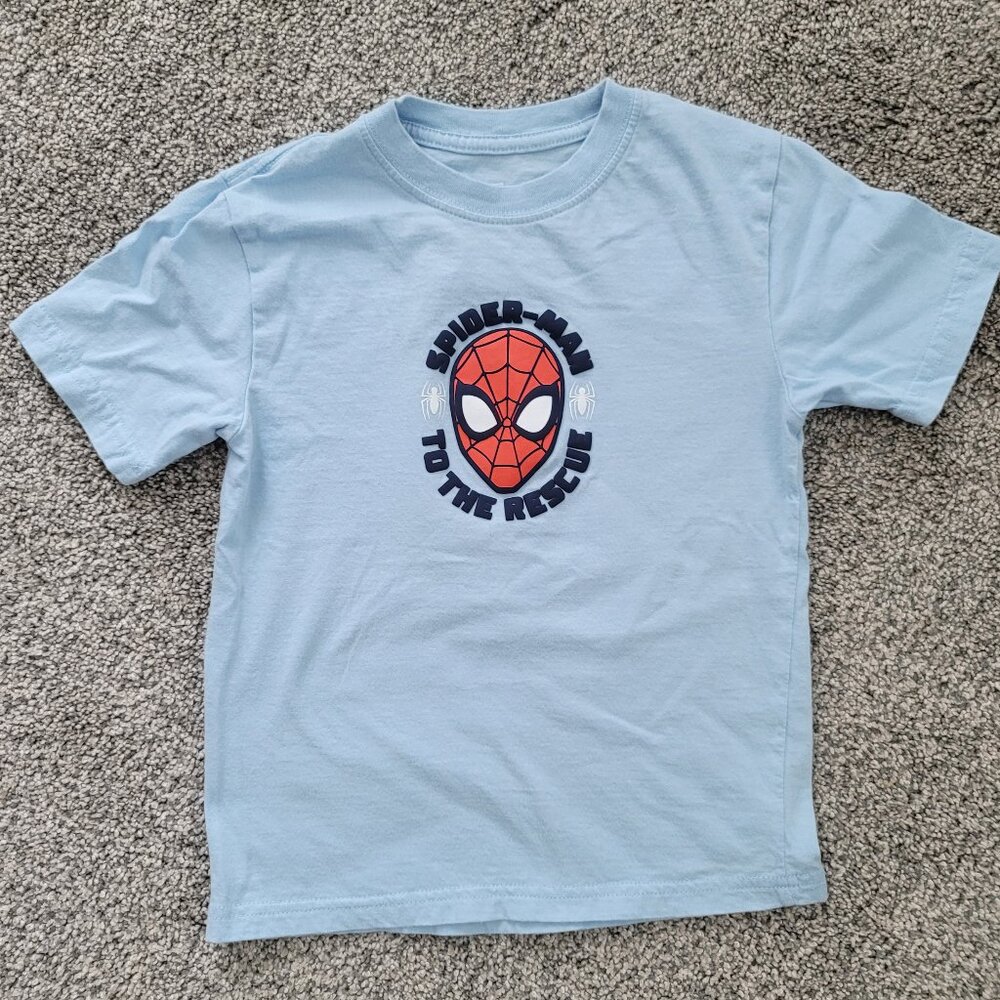 Boys Marvel Spiderman Light Blue Shirt size 5-6